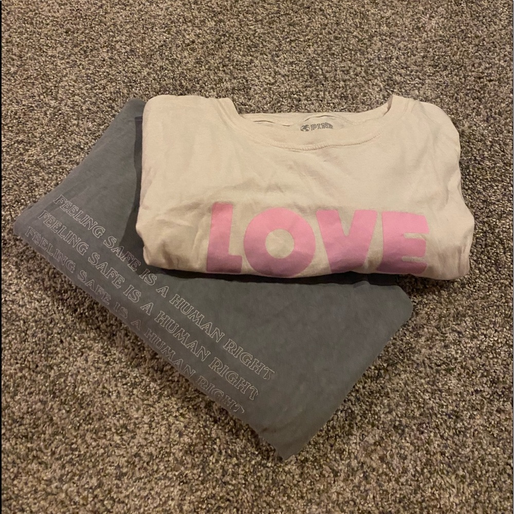 2 One Size tees from Victoria Secret Pink